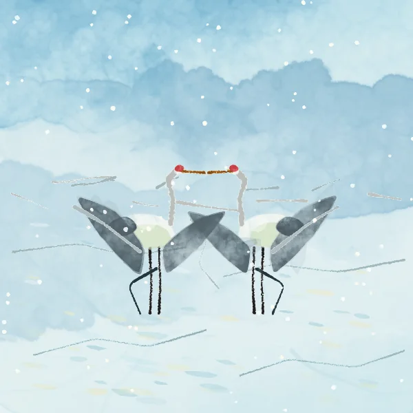 冰湖双鹤